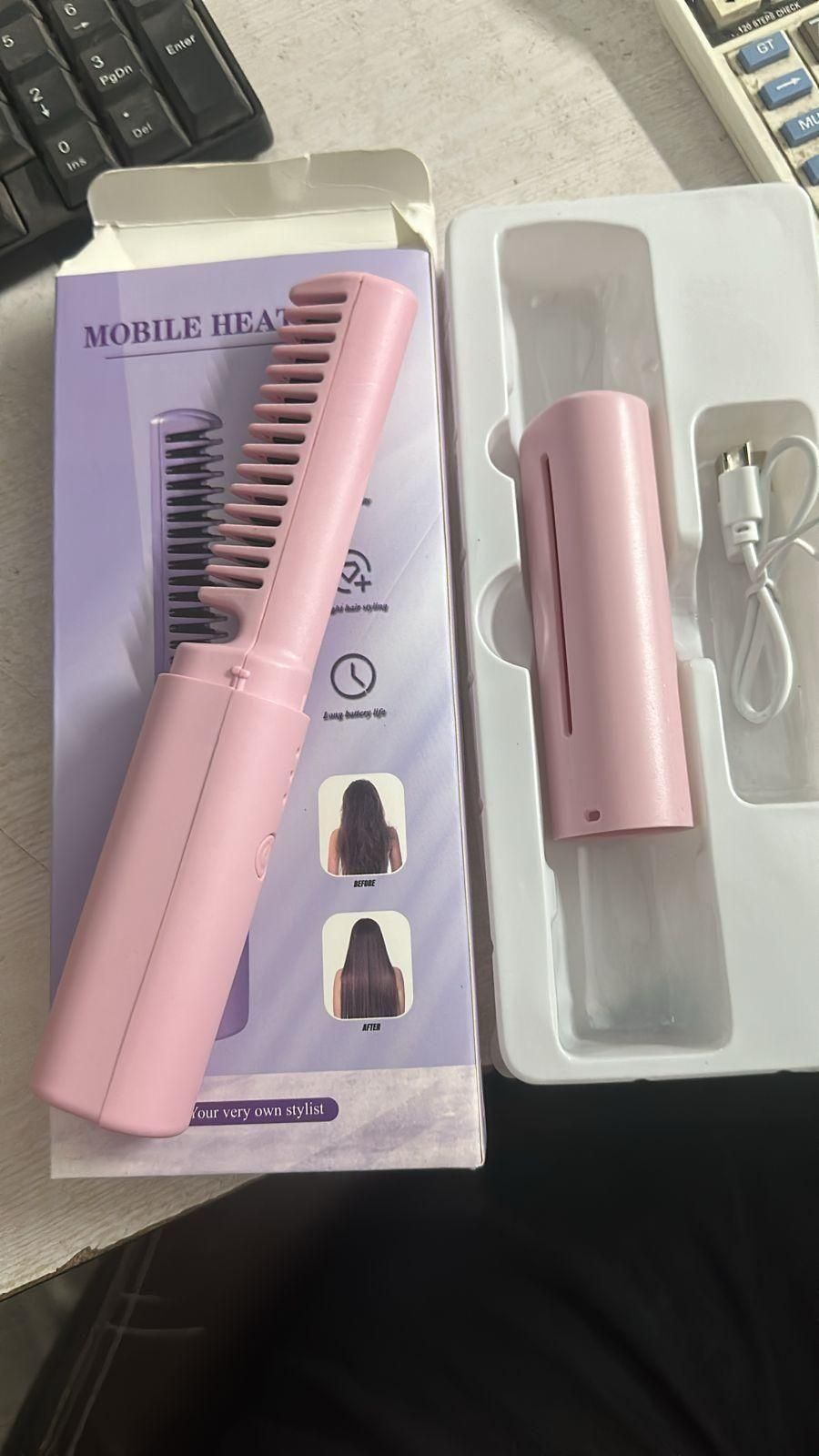 Portable Mini Hair Straightener Cordless Rechargeable Mini Hot Comb