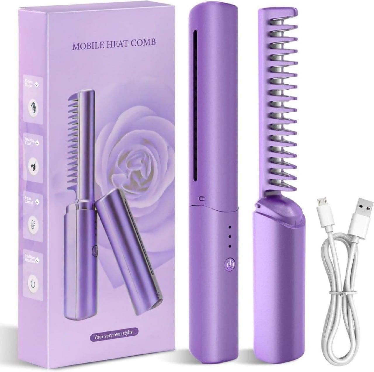 Portable Mini Hair Straightener Cordless Rechargeable Mini Hot Comb