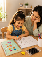 Reusable Handwriting Practice Kit – 4 Guided Workbooks, 1 Magic Pen, 10 Fade-Out Ink Refills