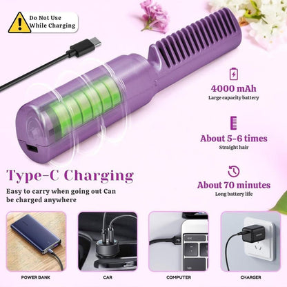 Portable Mini Hair Straightener Cordless Rechargeable Mini Hot Comb