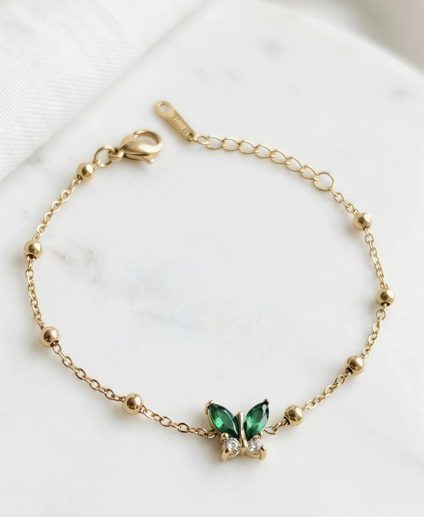 Emerald Flutter Anti-Tarnish Bracelet