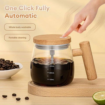 Self Stirring Coffee Mug, Glass Electric Self Mixing Cup with Lid & Handle 400ml