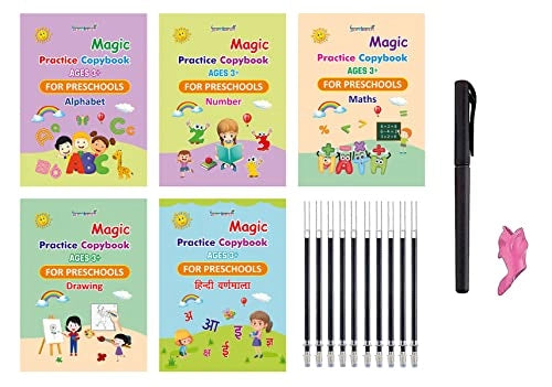 Reusable Handwriting Practice Kit – 4 Guided Workbooks, 1 Magic Pen, 10 Fade-Out Ink Refills