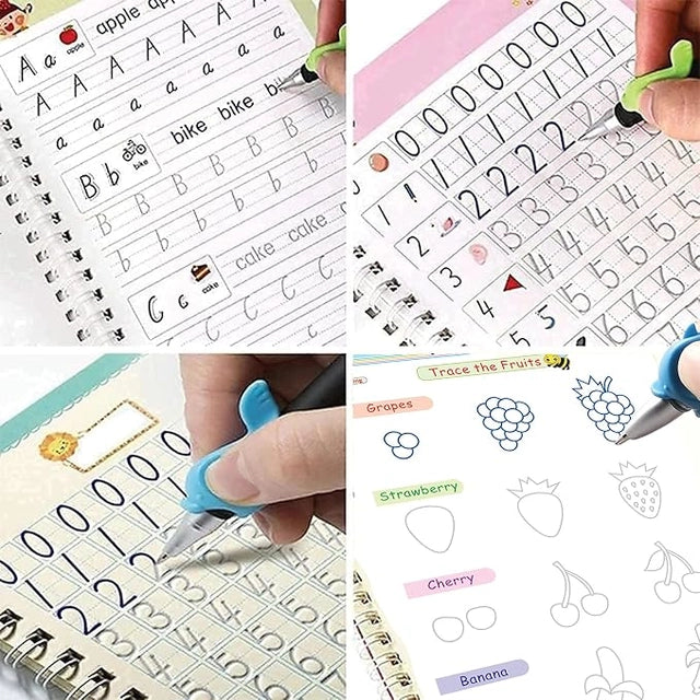 Reusable Handwriting Practice Kit – 4 Guided Workbooks, 1 Magic Pen, 10 Fade-Out Ink Refills