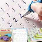 Reusable Handwriting Practice Kit – 4 Guided Workbooks, 1 Magic Pen, 10 Fade-Out Ink Refills